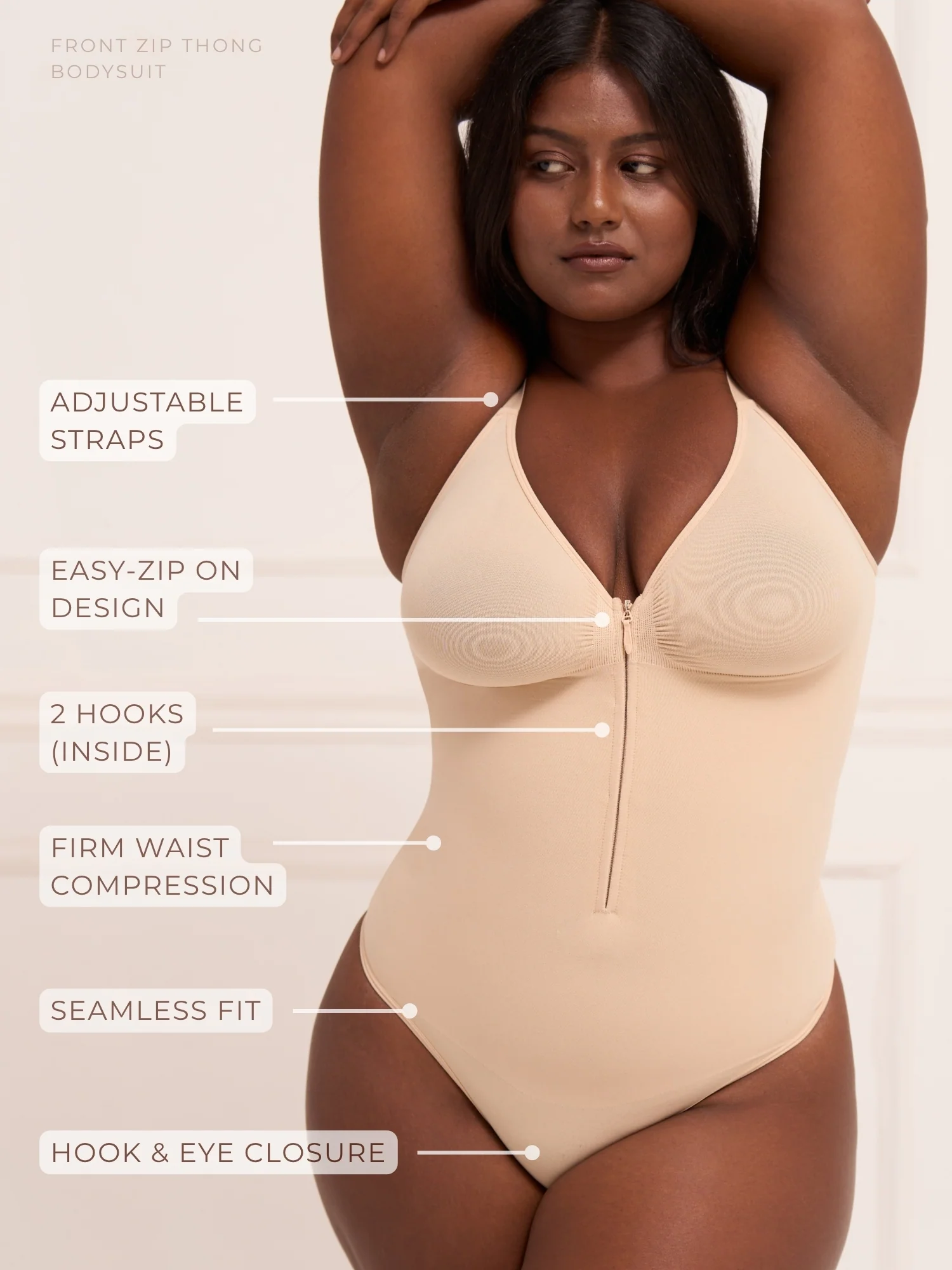 Front Zip Thong Bodysuit - Image 12